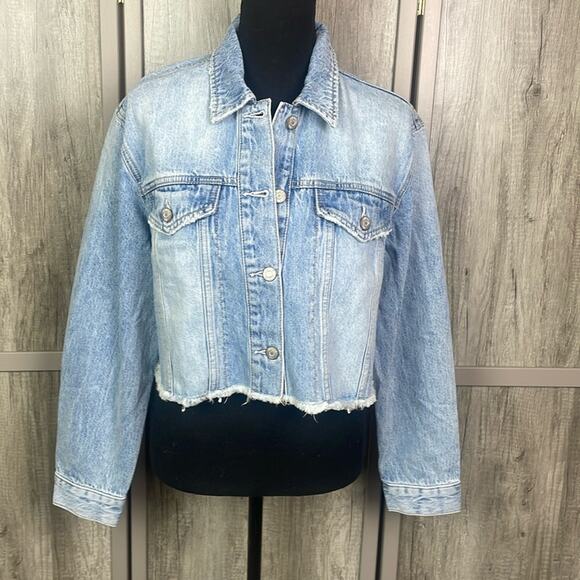 New! Revolve Pistola Astrid Brooklyn Wash Crop Boyfriend Denim Jacket Women's S - Picture 1 of 12